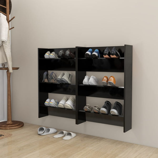 Wall 2 Pcs Black 60X18x90 Cm Engineered Wood Shoe Cabinets