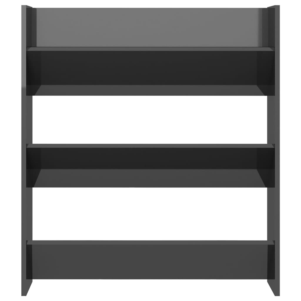 Wall Shoe Cabinet High Gloss Grey 80X18x90 Cm Engineered Wood Shoe Cabinets