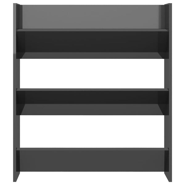 Wall Shoe Cabinet High Gloss Grey 80X18x90 Cm Engineered Wood Shoe Cabinets
