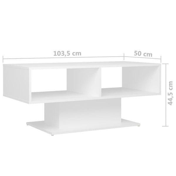Coffee Table White 103.5X50x44.5 Cm Engineered Wood Coffee Tables