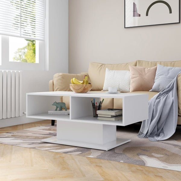 Coffee Table White 103.5X50x44.5 Cm Engineered Wood Coffee Tables