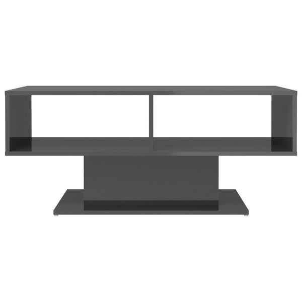 Coffee Table High Gloss Grey 103.5X50x44.5 Cm Engineered Wood Coffee Tables