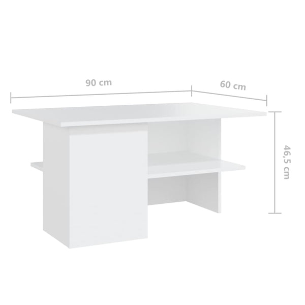 Coffee Table White 90 X 60 46.5Cm Engineered Wood