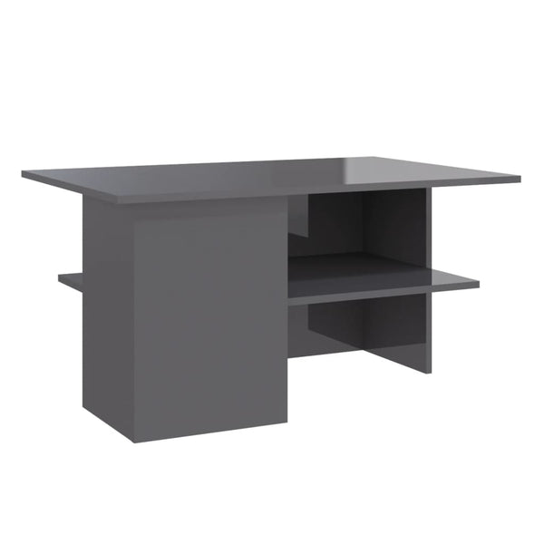 Coffee Table High Gloss Grey 90X60x46.5 Cm Engineered Wood Coffee Tables