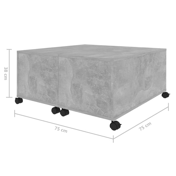 Coffee Table Concrete Grey 75X75x38 Cm Engineered Wood Coffee Tables