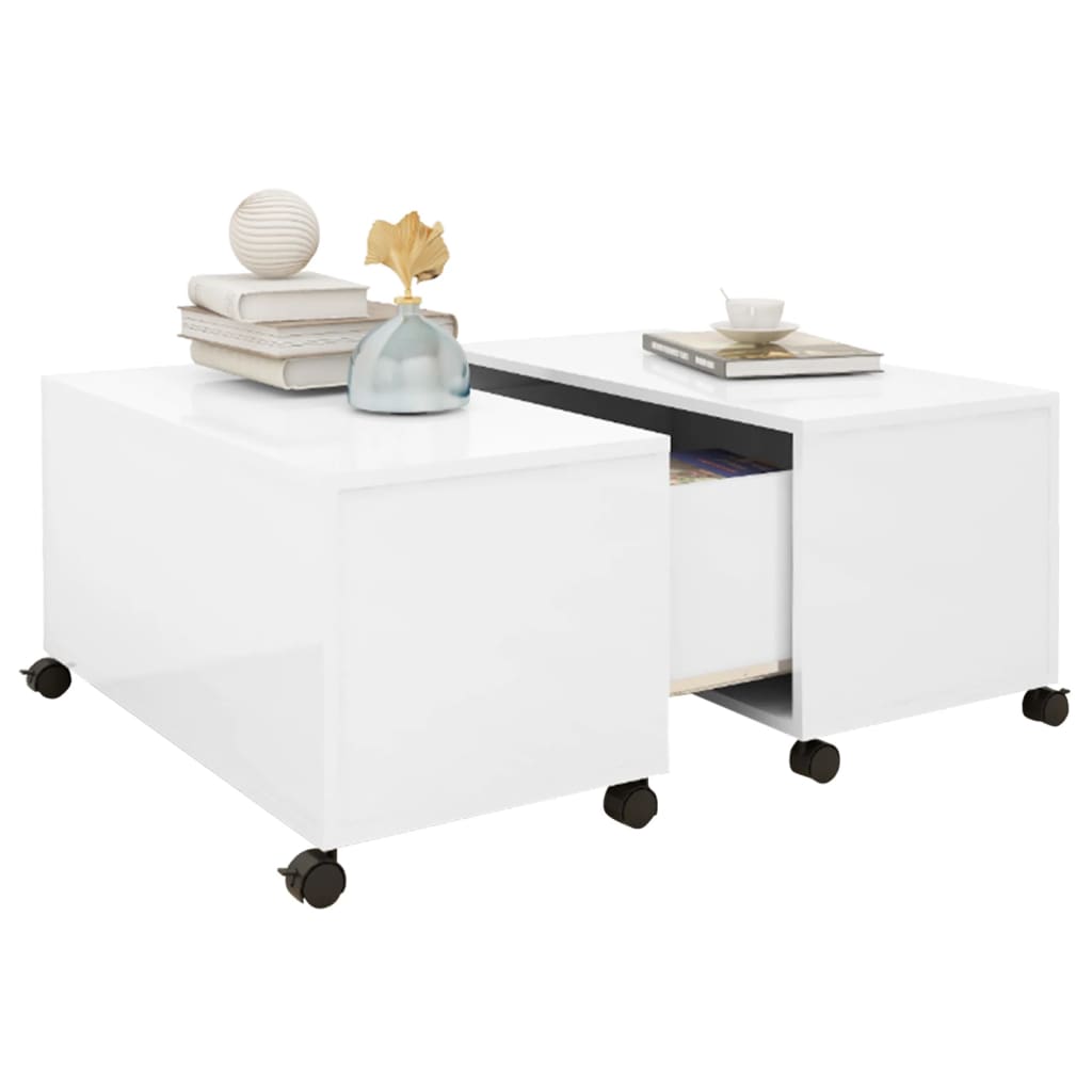Coffee Table High Gloss White 75X75x38 Cm Engineered Wood Coffee Tables