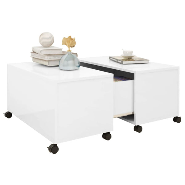 Coffee Table High Gloss White 75X75x38 Cm Engineered Wood Coffee Tables