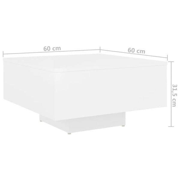 Coffee Table White 60X60x31.5 Cm Engineered Wood