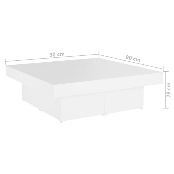 Vidaxl Coffee Table White 90X90x28 Cm Engineered Wood Coffee Tables