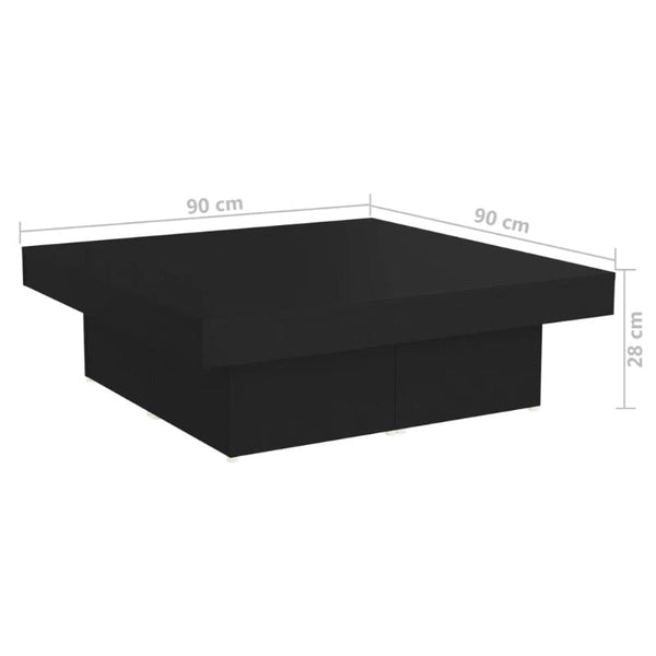 Coffee Table Black 90X90x28 Cm Engineered Wood