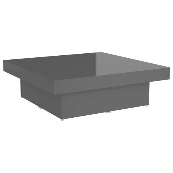 Coffee Table High Gloss Grey 90X90x28 Cm Engineered Wood Coffee Tables
