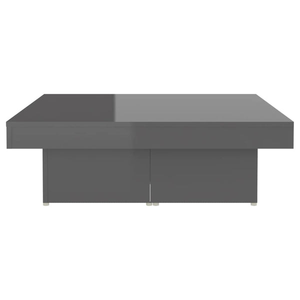 Coffee Table High Gloss Grey 90X90x28 Cm Engineered Wood Coffee Tables