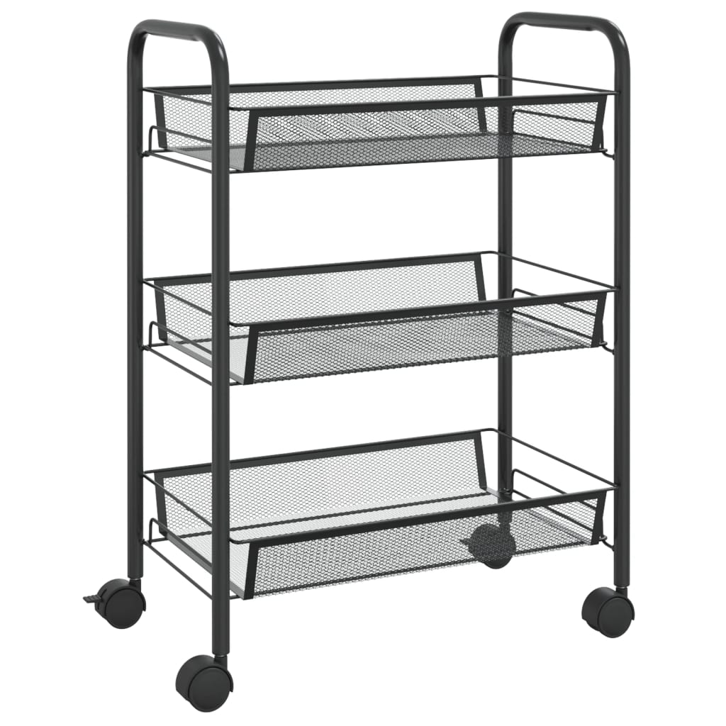 3 Tier Kitchen Trolley Black 46X26x64 Cm Iron Kitchen Carts