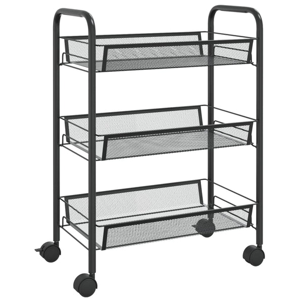 3 Tier Kitchen Trolley Black 46X26x64 Cm Iron Kitchen Carts