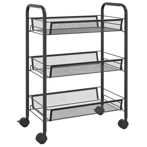 3 Tier Kitchen Trolley Black 46X26x64 Cm Iron Kitchen Carts