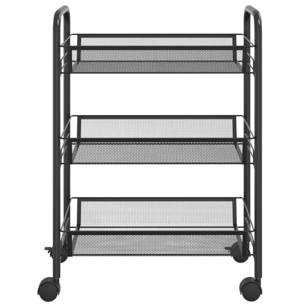 3 Tier Kitchen Trolley Black 46X26x64 Cm Iron Kitchen Carts
