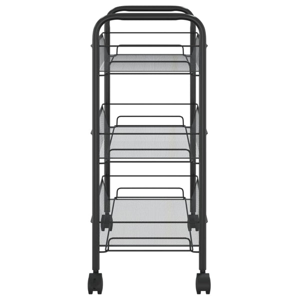 3 Tier Kitchen Trolley Black 46X26x64 Cm Iron Kitchen Carts