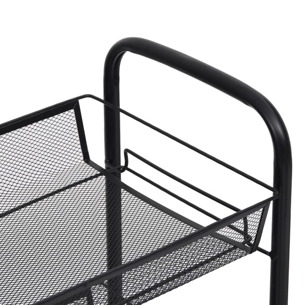 3 Tier Kitchen Trolley Black 46X26x64 Cm Iron Kitchen Carts