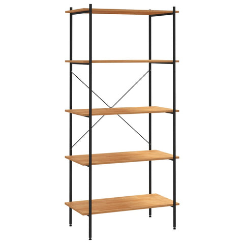 5 Tier Shelving Unit Black And Oak 80X40x163 Cm Bookshelves
