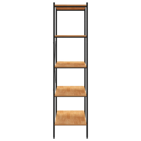 Bookshelves 5 Tier Shelving Unit Black And Oak 80X40x163 Cm