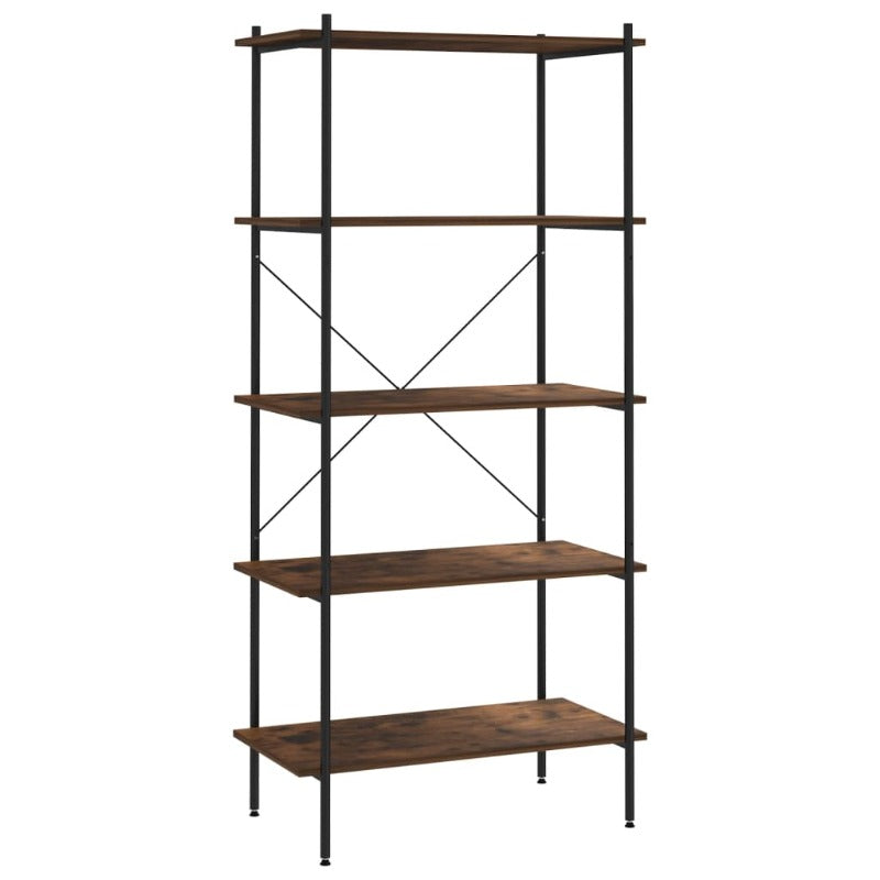 5 Tier Shelving Unit Black And Dark Wood 80X40x163 Cm Kitchen Carts