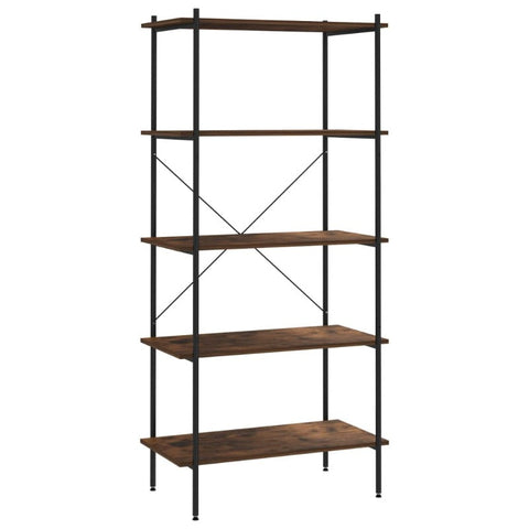 5 Tier Shelving Unit Black And Dark Wood 80X40x163 Cm Kitchen Carts