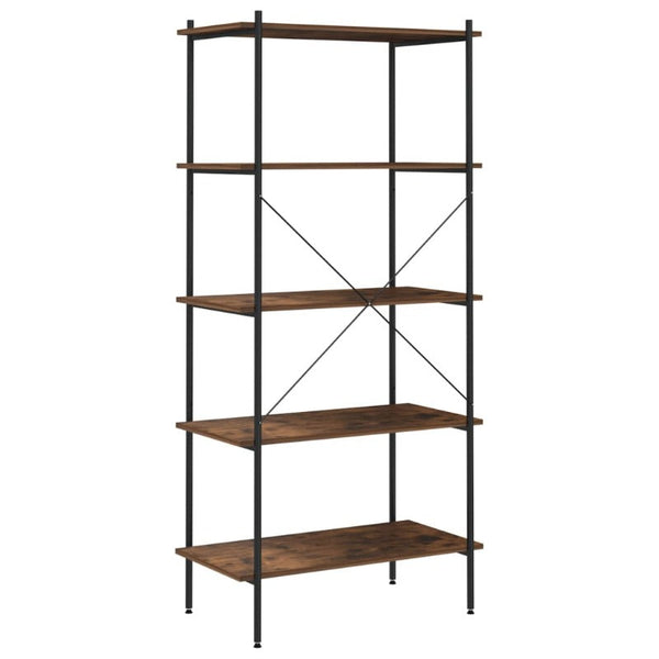5 Tier Shelving Unit Black And Dark Wood 80X40x163 Cm Kitchen Carts