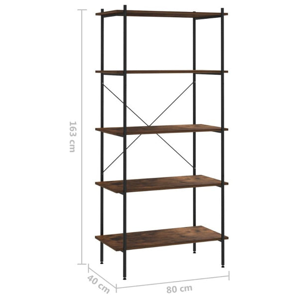 5 Tier Shelving Unit Black And Dark Wood 80X40x163 Cm Tool Shelving & Racking Systems