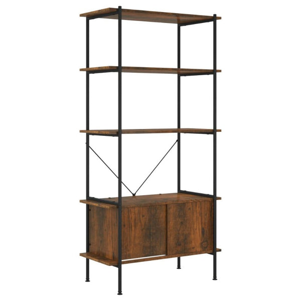 Vidaxl 5 Tier Shelving Unit With Cabinet 80X40x163 Cm Steel And Engineered Wood Bookshelves