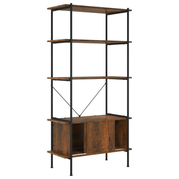 Vidaxl 5 Tier Shelving Unit With Cabinet 80X40x163 Cm Steel And Engineered Wood Bookshelves