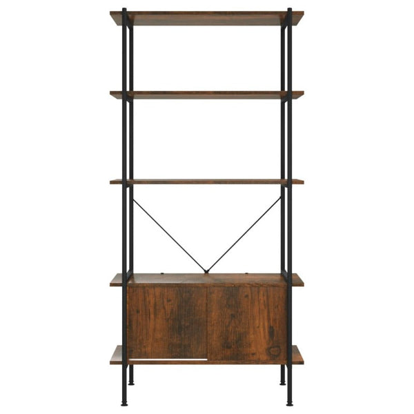 Vidaxl 5 Tier Shelving Unit With Cabinet 80X40x163 Cm Steel And Engineered Wood Bookshelves