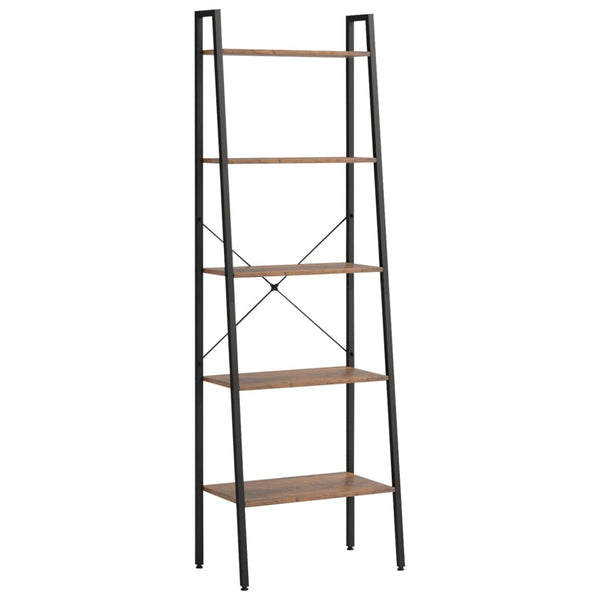 5 Tier Standing Shelf Dark Brown And Black 56X35x174 Cm Bookshelves