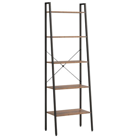 5 Tier Standing Shelf Dark Brown And Black 56X35x174 Cm Bookshelves