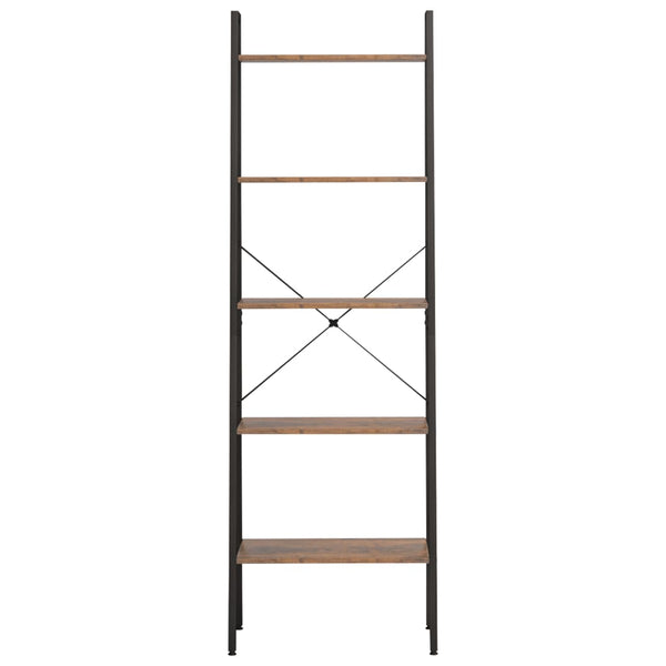 5 Tier Standing Shelf Dark Brown And Black 56X35x174 Cm Bookshelves