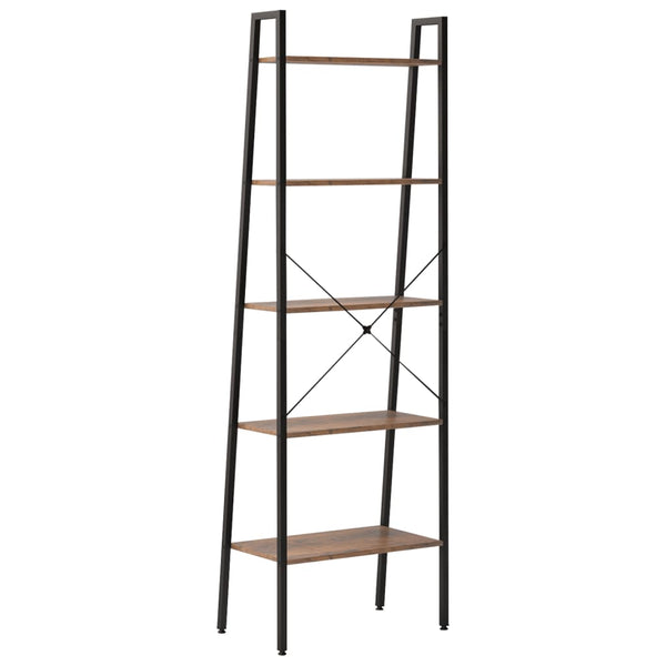 5 Tier Standing Shelf Dark Brown And Black 56X35x174 Cm Bookshelves