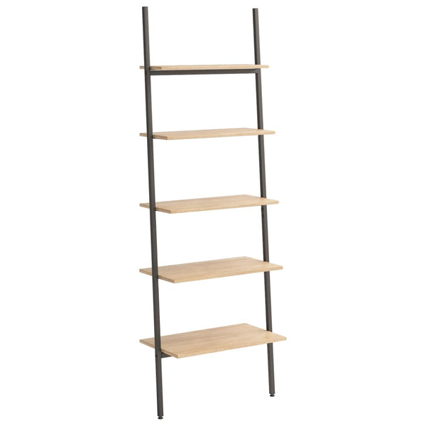 5 Tier Leaning Shelf Light Brown And Black 64X34x185.5 Cm Bookshelves