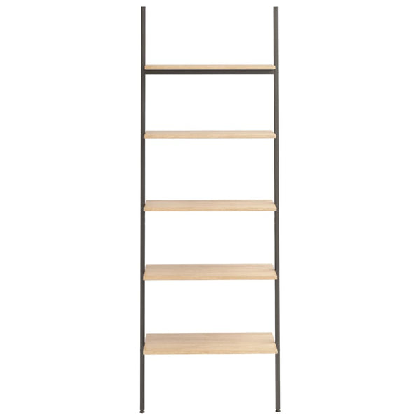 5 Tier Leaning Shelf Light Brown And Black 64X34x185.5 Cm Bookshelves