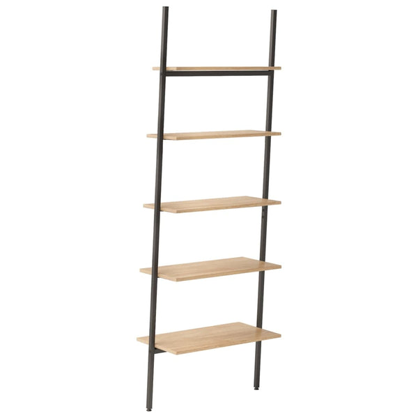 5 Tier Leaning Shelf Light Brown And Black 64X34x185.5 Cm Bookshelves
