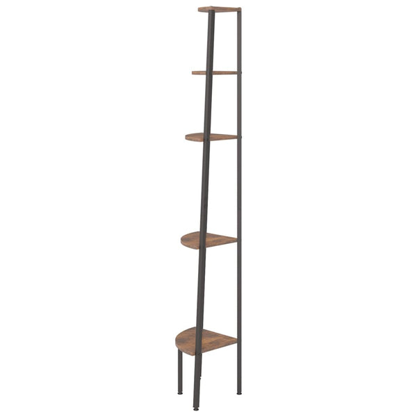 5 Tier Corner Shelf Dark Brown And Black 45.5X31.5X180 Cm Bookshelves