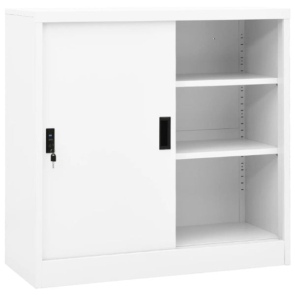 Vidaxl Office Cabinet With Sliding Door White 90X40x90 Cm Steel Filing Cabinets