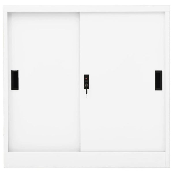 Office Cabinet With Sliding Door White 90X40x90 Cm Steel