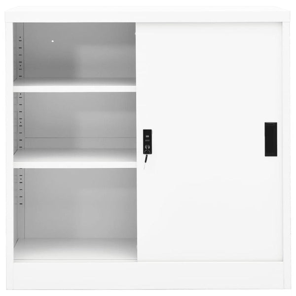 Vidaxl Office Cabinet With Sliding Door White 90X40x90 Cm Steel Filing Cabinets