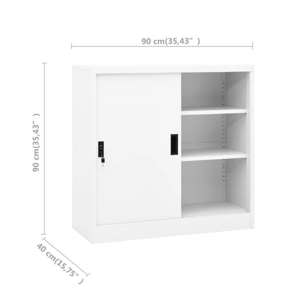 Vidaxl Office Cabinet With Sliding Door White 90X40x90 Cm Steel Filing Cabinets