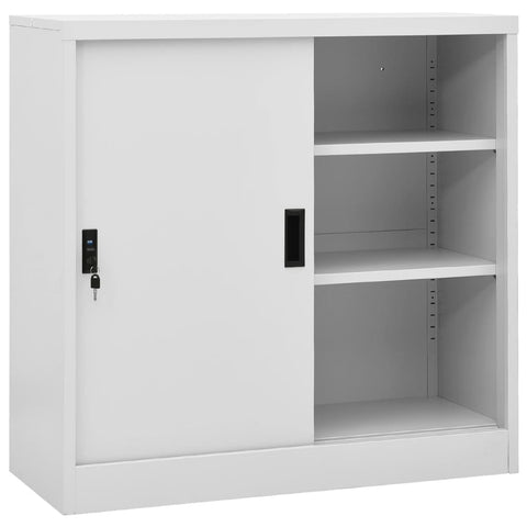 Office Cabinet With Sliding Door Light Grey 90X40x90 Cm Steel Cabinets & Cupboards