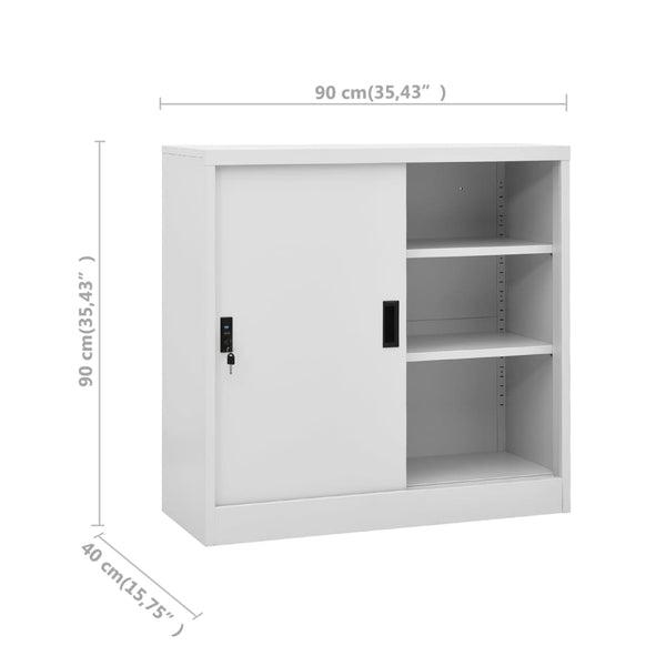 Office Cabinet With Sliding Door Light Grey 90X40x90 Cm Steel Cabinets & Cupboards