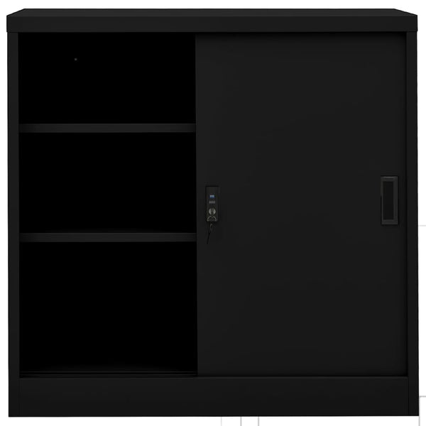 Office Cabinet With Sliding Door Black 90X40x90 Cm Steel Cabinets & Cupboards