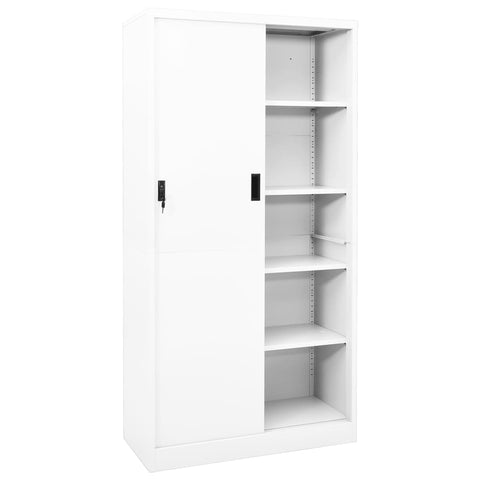Office Cabinet With Sliding Door White 90X40x180 Cm Steel Cabinets & Cupboards