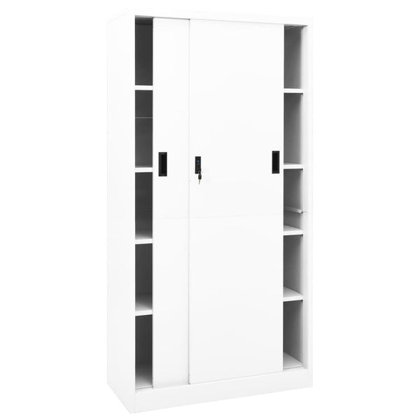 Office Cabinet With Sliding Door White 90X40x180 Cm Steel Cabinets & Cupboards