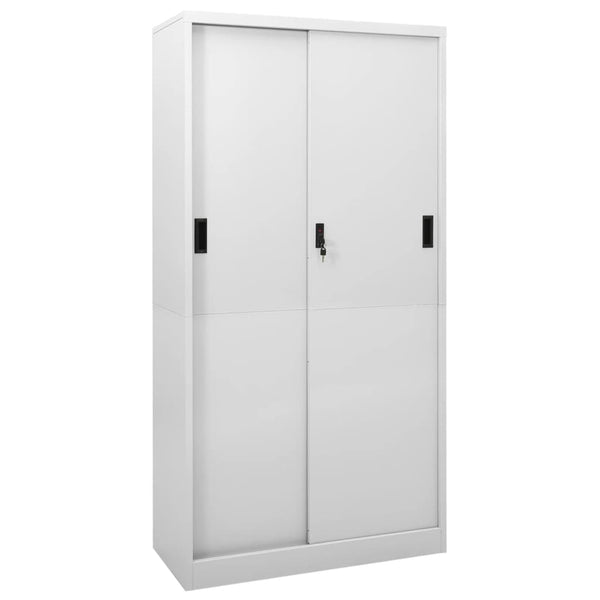 Office Cabinet With Sliding Door Light Grey 90X40x180 Cm Steel Filing Cabinets