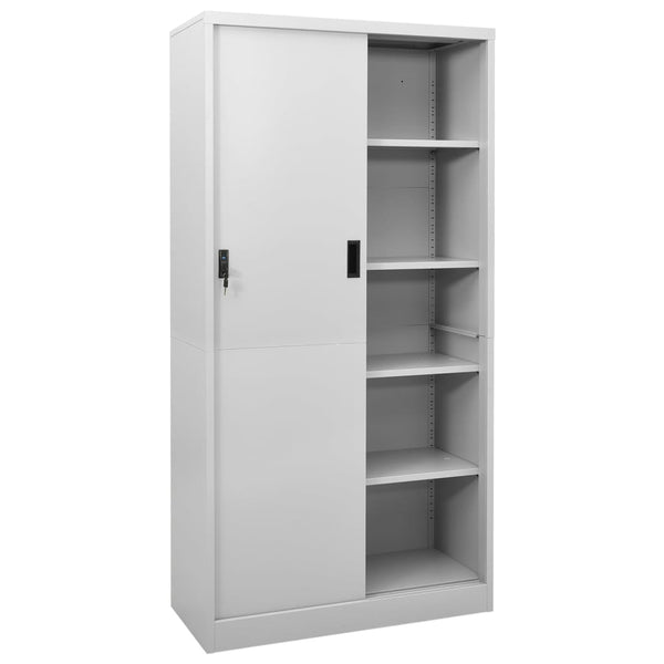 Office Cabinet With Sliding Door Light Grey 90X40x180 Cm Steel Filing Cabinets